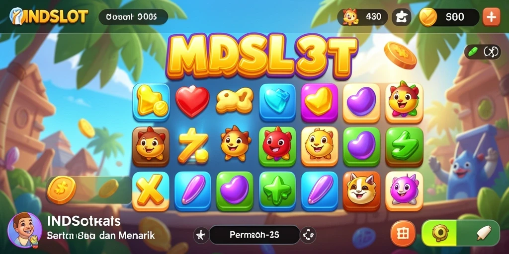 Tampilkan gambaran seru dari gameplay Match-3 INDSLOT.