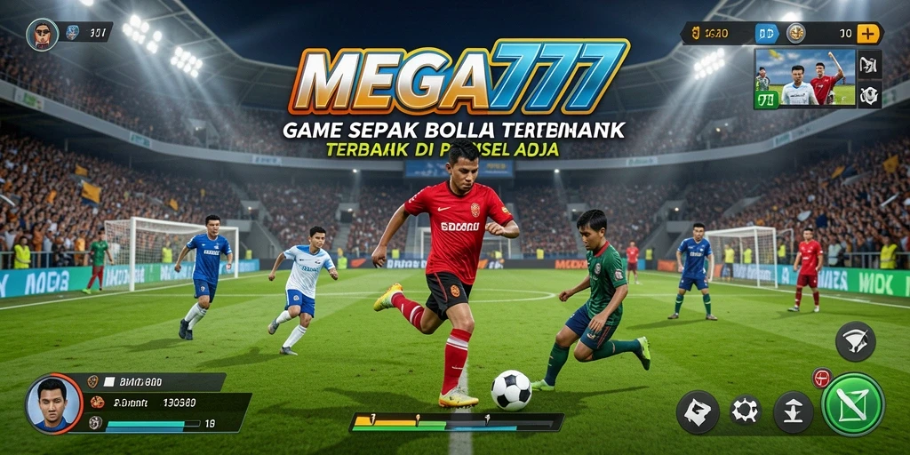 Tampilan gameplay MEGA777 dengan aksi sepak bola seru.